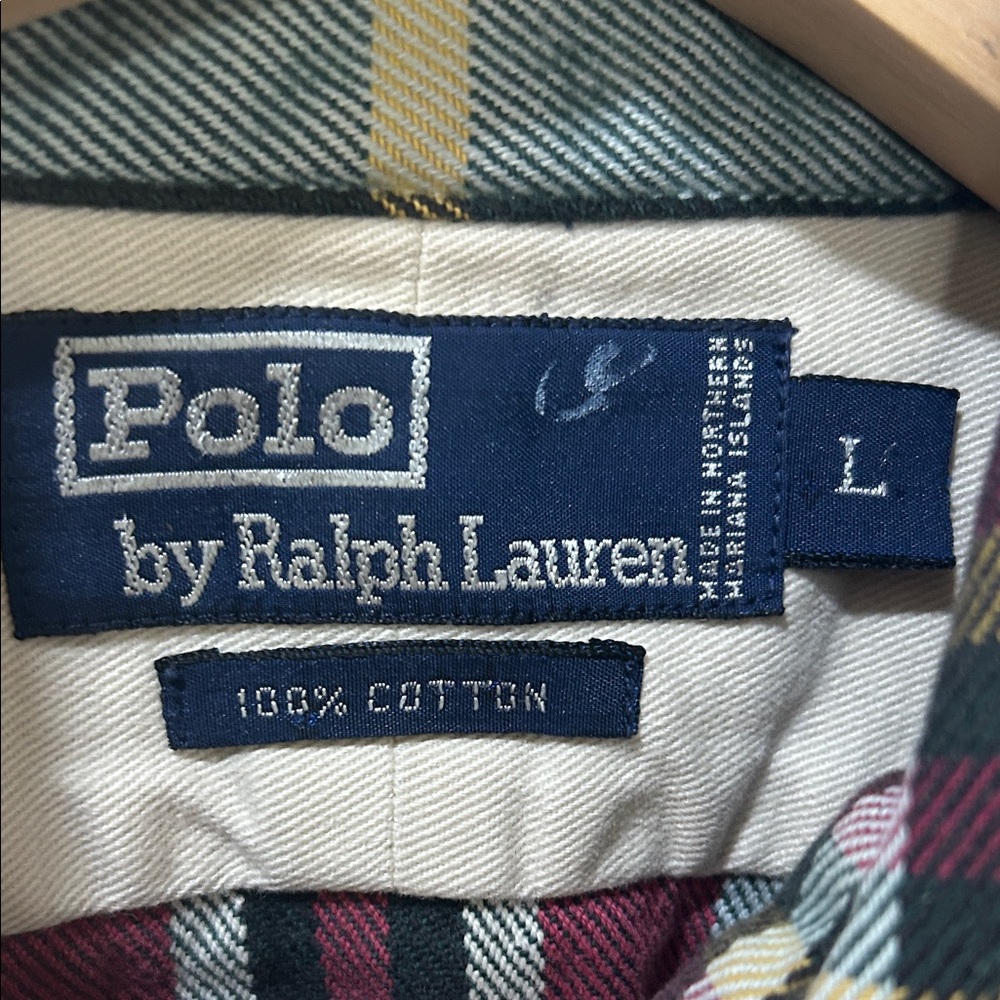 POLO RALH LAUREN MENS FLANNEL  BUTTON DOWN SHIRT PLAID Sz LG - Picture 9 of 14